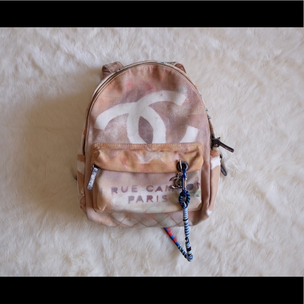 Chanel Art School Beige Medium Graffiti Backpack